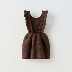 Zara RUFFLED KNITWEAR PINAFORE DRESS
